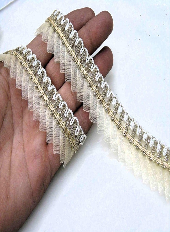 Strala Golden Color Laces For Dresses, Sarees, Lehenga, Suits, Bags, Decorations, Borders, Crafts And Home Decor,Blouse (9Mtr) Design-211 (Premium Golden). - Image 1